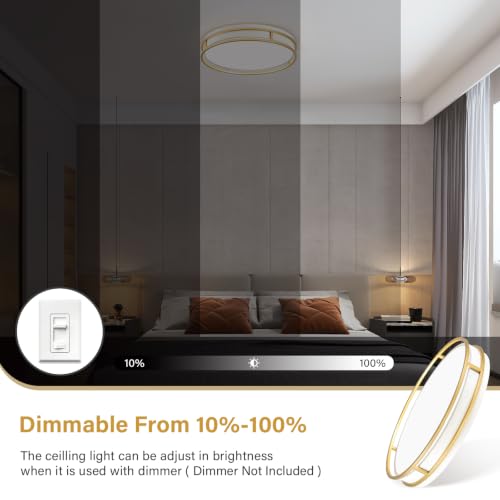 Modern Flush Mount Ceiling Light, White Gold Dimmable Ceiling Light Fixture - color: White and Gold, size: 16.5in