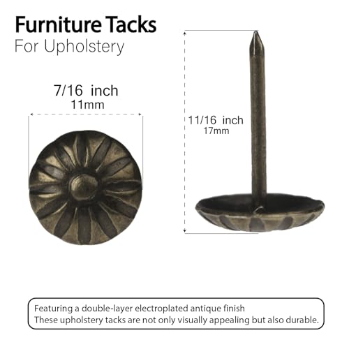 Upholstery Tacks for Furniture Upholstery Nails Tacks for Decorative 100Pcs - color: Bronze_flower