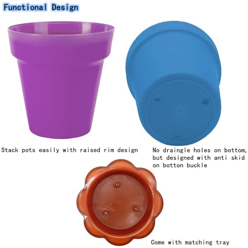 PURPLE STAR 1N 25 Packs Cupcake Plant Nursery Pots with Humidity Dome-Small Flower Pots for Kids-Planting Containers Cups for Indoor Outdoor Plant Succulent Display (Mixed Color) - color: 25 Packs
