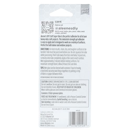 Aleene's DIY Craft Glue Gel, Industrial Strength Glue, Super Strong Adhesive, Clear, 5 Pack