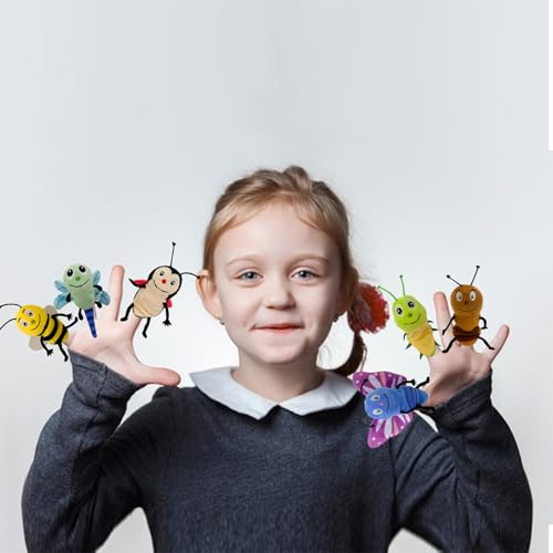 6pcs Insect Finger Puppet Set, Mini Hand Puppets Suitable for Kids, Cute Insect Animal for Role-Playing and Storytelling, Realistic Finger Puppet for Toddlers - color: Insect