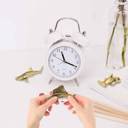 3Pcs Vintage Solid Brass Miniature Animal Figurine Desk Animal Ornament for Pet Enthusiasts Exquisite Collectible and Home Décor Accent (Shark + Swordfish 3 pcs) - color: Shark + Swordfish 3 Pcs
