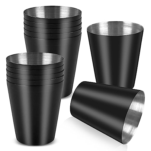 12 Pack Black Stainless Steel Shot Glasses 1 oz Metal Shot Glasses 1oz Pool Shot Glass Set of 12 Small Shot Glasses for Bar Party Cocktail Restaurant Barware Gift (ONLY 1 oz 1.5 Inch Very Small) - color: Black