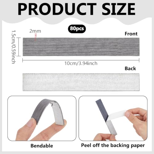 FINGERINSPIRE 80pcs Self-Adhesive Dollhouse Wood Flooring Peel 3.94x0.6inch Gray Miniature Flooring Strips with Realistic Wood Grain for Adults DIY Mini House Decor Craft Projects Dollhouse Accessory - color: Gray