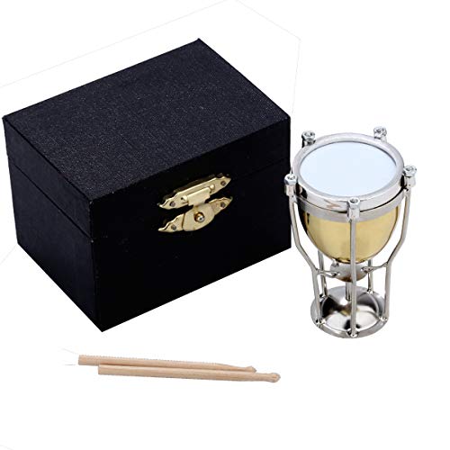 Miniature Timpani Replica with Case Collectible Tabletop Sculpture Ornament - color: Timpani