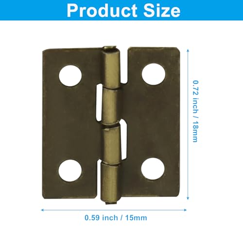 50 Pack 18x15mm Mini Hinges with Screws, Antique Bronze - color: Bronze
