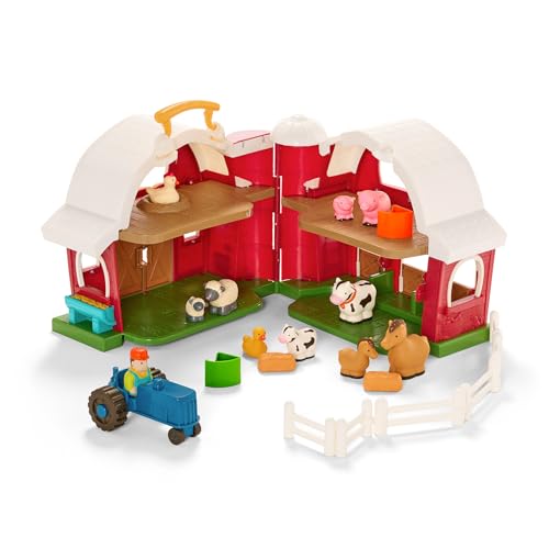 Battat Big Red Barn Farm Playset, Foldable Barn with Tractor, Toddler - style: Red Barn