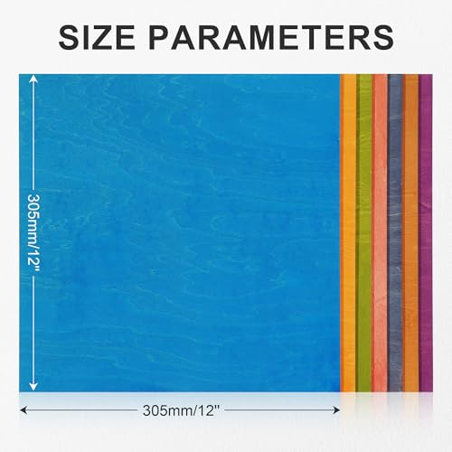 7 Pack Colored Plywood Sheets, 12 x 12 x 1/8 Inch, 3mm Basswood for Laser Cutting and Engraving, Thin Plywood Board Blanks for Architectural Models and DIY Wood Crafts - color: Colored 7-Pack, size: 1/8" x 12" x 12"
