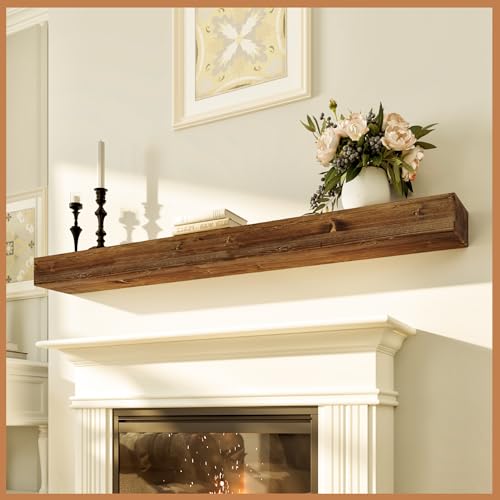Avana Rustic Fireplace Mantel Shelf 60 Inches - Handcrafted Wood Mantles For Over Fireplace - Wall Mounted Farmhouse Fireplace Mantel Shelf - Floating Fireplace Mantels 60 X 8 X 3 - Rustic Traditional - color: Rustic Traditional, size: 60 X 8 X 3