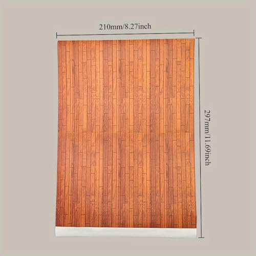 5 Sheets Hobby pre Built Model Boats Self Adhesive Wood Grain Stickers Kits Model Flooring Decals for Miniature Scenes Ship Models DIY Crafts Hobbyists Desktop Decoration