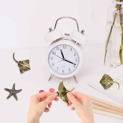 4Pcs Vintage Solid Brass Miniature Animal Figurine Desk Animal Ornament for Pet Enthusiasts Exquisite Collectible and Home Décor Accent (Manta Rays+Starfish 4Pcs) - color: Manta Rays+starfish 4pcs