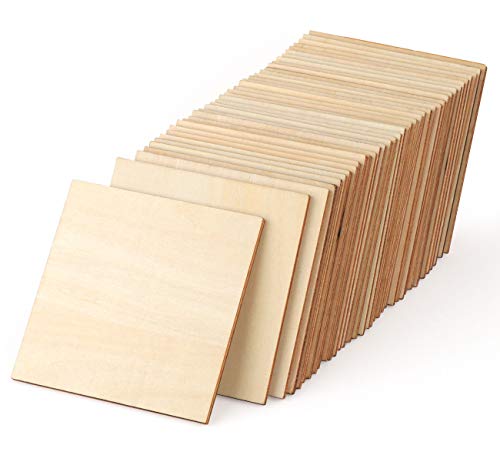 ilauke Wood Squares 4x4 Inch, 50Pcs Unfinished Square Wood Pieces 1/8 Inch - size: 4 x 4 inches
