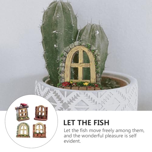 Cabilock Resin Fairy Door Window Set, 4pcs Fairy Door and Windows for Gnome Home Decoration, Tree Hugger Yard and Garden Sculptures Micro Landscape Decor Random Color (Pack of 2) - size: 6X5CM (Pack of 2)