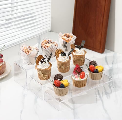 ANDGOO Large Acrylic Display Risers, 2 Sets(11.2”L-11.6”L-12”L) Clear Rectangular Showcase Collectibles Display Shelf, Retail Desktop Risers Display Stand for Organize and Decoration - color: Clear, size: 6Pcs (11.2”L~11.6”L~12”L)