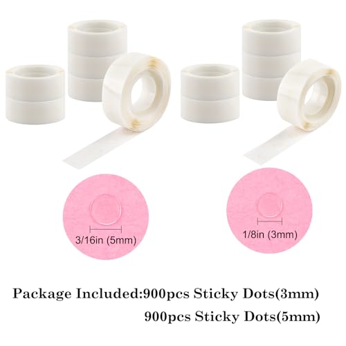 Briartw 900 Pcs 3/16in (5mm) & 900 Pcs 1/8in (3mm) Clear Mini Glue Point Dots,Ultra Thin Adhesive Dots for Crafts,Clear Self-Adhesive Dots,Permanent Sticky DIY Craft Dots,for Small Embellishments - size: 1/8in (3mm)+3/16in (5mm)
