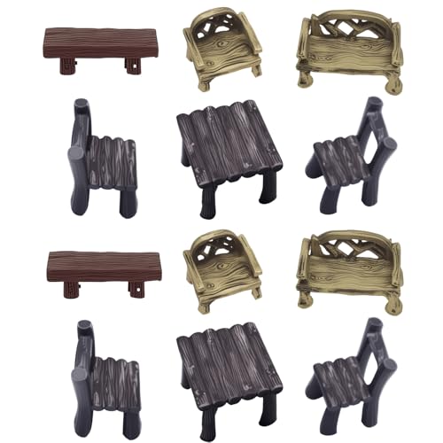 10 Pcs Miniature Table and Chairs Set Vintage Micro Landscape Decoration Garden Furniture Ornaments for DIY Craft Fairy Garden Accessories