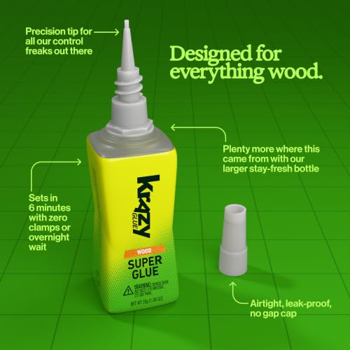 Krazy Glue Fast-Dry Wood Superglue, Strong Adhesive + Precision Tip (30g)