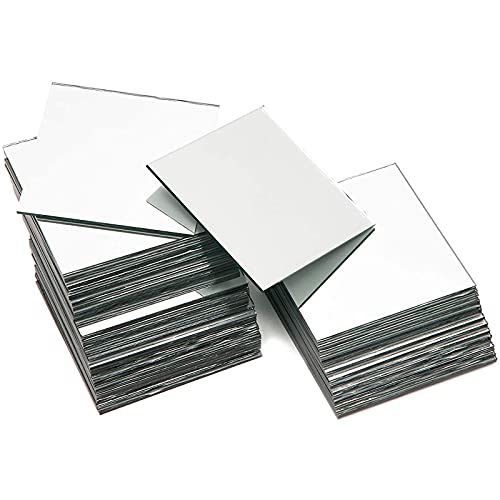 Bright Creations Mirror Art Tiles - 3 in, Silver, 50 Pack - Adhesive Mirror Mosaic Tiles for DIY Crafts & Stick-On Wall Decor - size: 3 inches