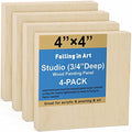 Falling in Art 4 Pack 4x4’’ Unfinished Birch Wood Panels Kit for Painting - size: 4'' x 4'' Studio