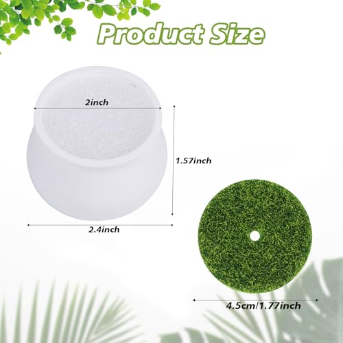 FINGOOO 2 Inch Little White Pots, 12 Pack Plastic Plant Pots with Foam and Simulated Lawn for Crochet Flowers Knit Plants DIY Craft Home Desk Decor