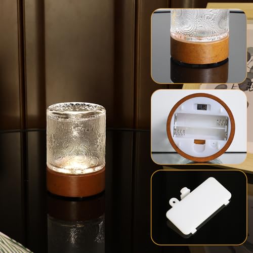 Small Battery Operated Light with Timer,Adult Night Lights for Bedroom,Mini Lamp for Lndoor Use in Bathroom, Hallway,Glass Light Lamp (Transparent) - color: Transparent