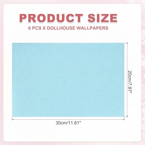 uxcell 6 Sheets Miniature Dollhouse Wallpaper, Silk Pattern Self-Adhesive PVC Flooring Wall, Mini Wall Decor for Dollhouse Sand Table Model Accessories 11.81 x 7.87 Inch (Sky Blue) - color: Sky Blue