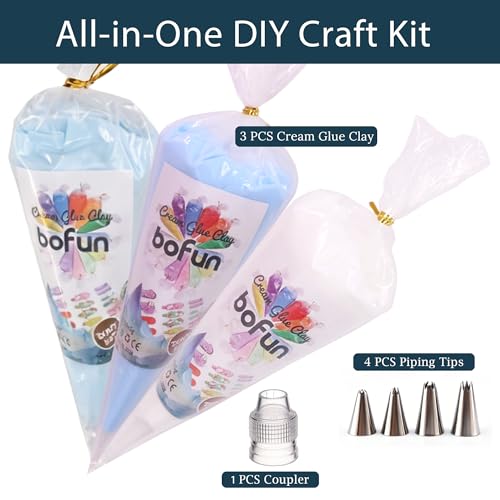 Blue Whipped Cream Glue Clay Kit, Decoden Cream Glue Crafts for Teens - color: Light Blue