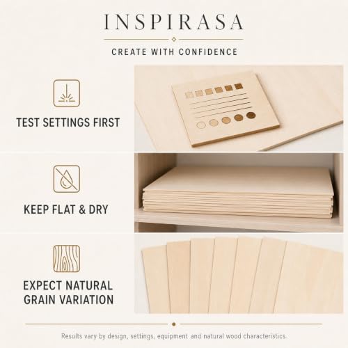 Basswood Plywood Sheets, 8 x 8 in, 1.5 mm, 18 Pack - size: 8 x 8 x 1/16 Inch