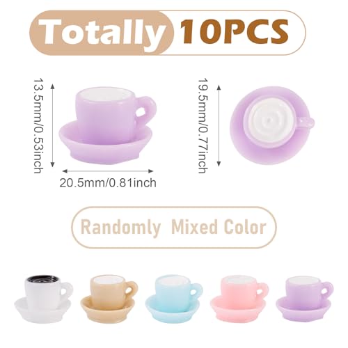 FASHEWELRY 10Pcs Mini Coffee Cup Miniature Ornaments 3D Imitation Tea Mugs Drink Cup Micro Landscape Decoration Dollhouse Accessories Model for Kitchen Tableware House Decor - color: Mixed Color-coffee Cup