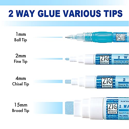 Kuretake Zig 2 Way Glue Stick Pen,15mm Broad Tip, Made in Japan - style: 1 pcs.