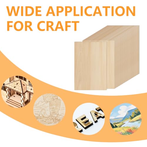 36 PCS Basswood Sheets for Crafts 8 x 12 x 1/16 in, 1.6mm Thick Unfinished Plywood for Laser Cutting Engraving, Architectural Model and DIY Ornaments