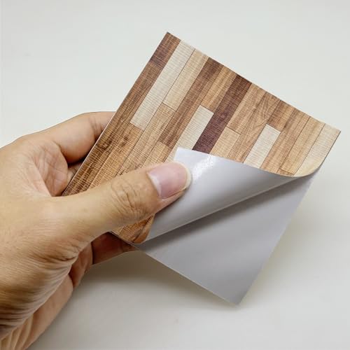 16 PCS Miniature Mini House Floor Tiles Self Adhesive Floor Tiles Faux 3D Brick Wall Paper Sticker for Mini House Decoration, 3.94 Inch, Simulated Wood - color: Simulated Wood
