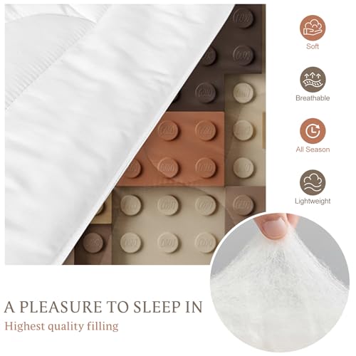 BlessLiving Teen Boys Brick Queen Comforter Set Earth Tone Boho Bedding Set - color: Caramel Building Blocks, size: Full/Queen