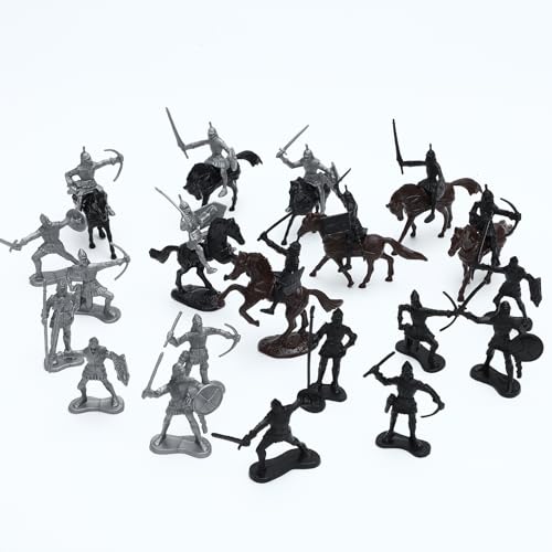 ONEST 40 Pieces Mini Medieval Knights Soldier Army Figures Horses and Soldiers Figurines Cupcake Topper Party Table Decorations - style: 40 Pieces