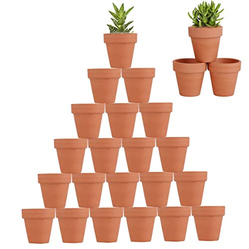 FCFKUK 24pcs Mini Clay Pots, 2.5'' Terracotta Pottery Planters, Cactus Flower Succulents Nursery Pots, with Drainage Hole, for Indoor/Outdoor - color: Red