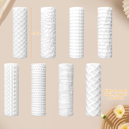 8 Pcs Non-Stick Polymer Clay Texture Rollers (Basic Texture) - color: Basic Texture