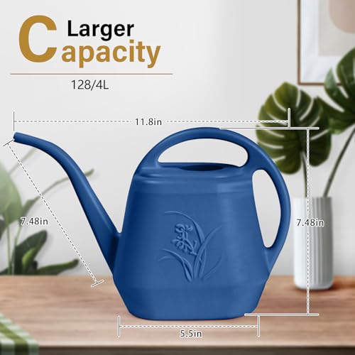 Watering Can - for Home Plant Garden - 1 Gallon - Navy Blue - color: Navy Blue