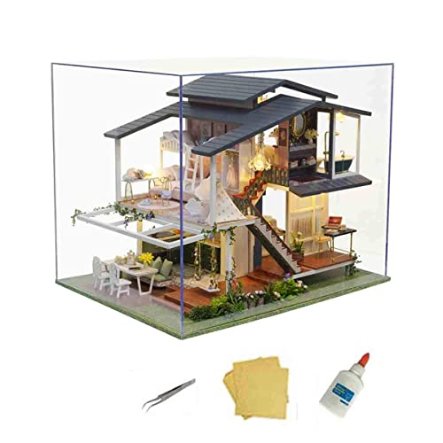MAGQOO Dollhouse Miniature with Furniture, DIY Wooden Dollhouse Kit Plus Dust Proof, 1:24 Scale Creative Room Idea (Monet Garden) - color: Monet Garden