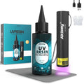 Akisey 50g UV Resin Kit with Light for Bonding & Fast Curing in Seconds - size: 50g