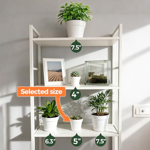 T4U Small Plant Pots 5 Inch 18 Pack, Plastic Flower Pots with Saucer White - color: White, size: 5 In