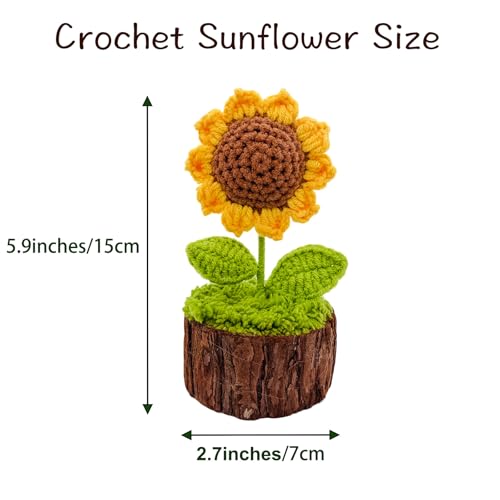 Crochet Sunflowers Flowers Bouquet for Women Office Desk Decor - color: Crochet Sunflower