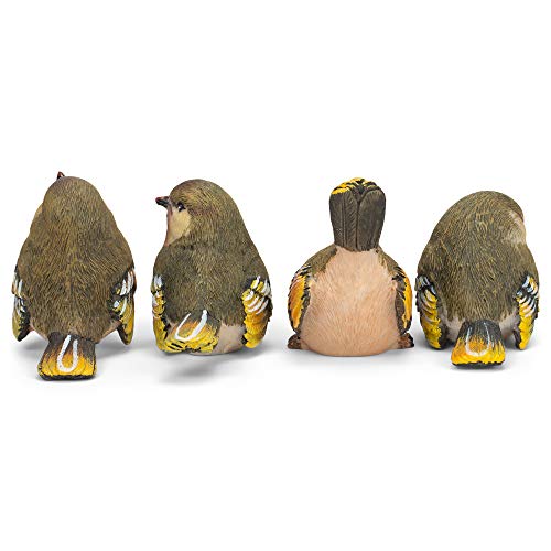 RAZ Imports Striped Wing Bird 2.5 x 2.25 inch Resin Decorative Tabletop Figurine Set of 4, Sage Green