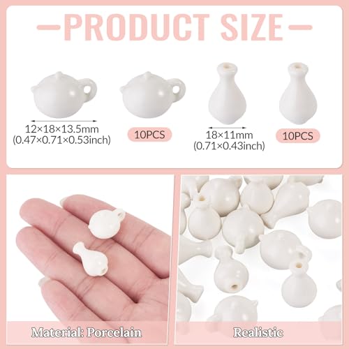 White Mini Porcelain Tea Cup Set Ornaments Ceramic Dollhouse Decor - color: White