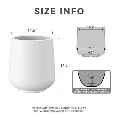 Kante Accent Round Curved White Concrete Planter 13" Dia, Outdoor - color: Pure White, size: 11.6" D