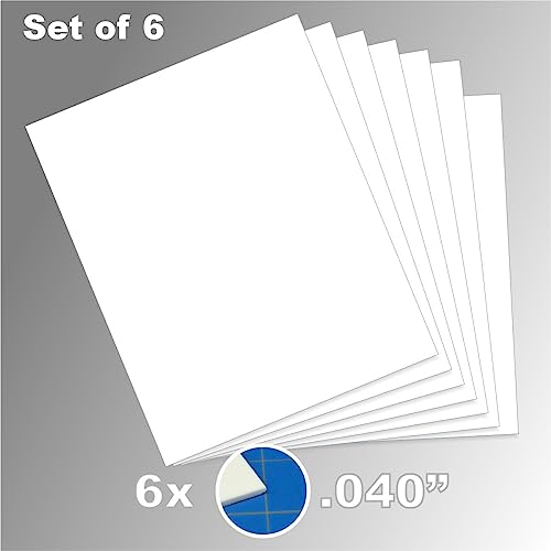 LITKO Plasticard Styrene Sheets | .040" Modeling Plastic | White | 6 Pack - size: .040 Inch