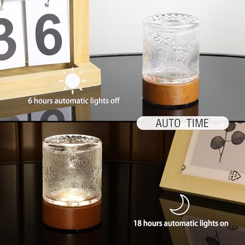 Small Battery Operated Light with Timer,Adult Night Lights for Bedroom,Mini Lamp for Lndoor Use in Bathroom, Hallway,Glass Light Lamp (Transparent) - color: Transparent