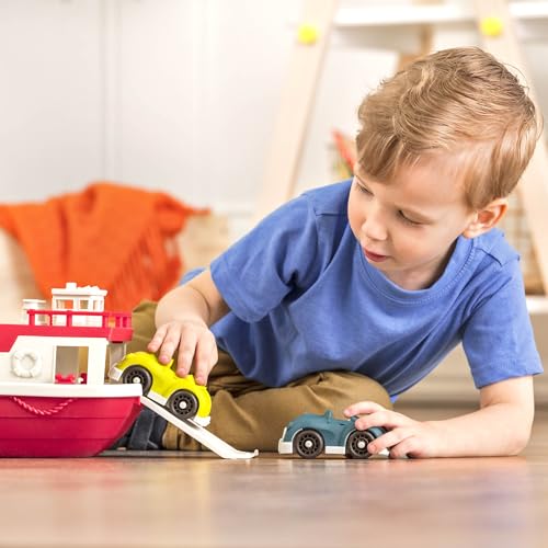 Battat Wonder Wheels Bath Toy Ferry Boat with 2 Cars, Floating Play, Trucks - style: Ferry Boat