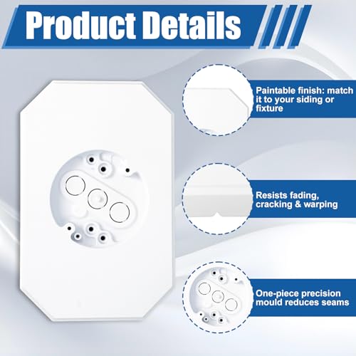 3 Pack Vinyl Siding Mounting Blocks for 1/2" Lap Double and 4" Siding - color: Rectangle White, size: 3 pack