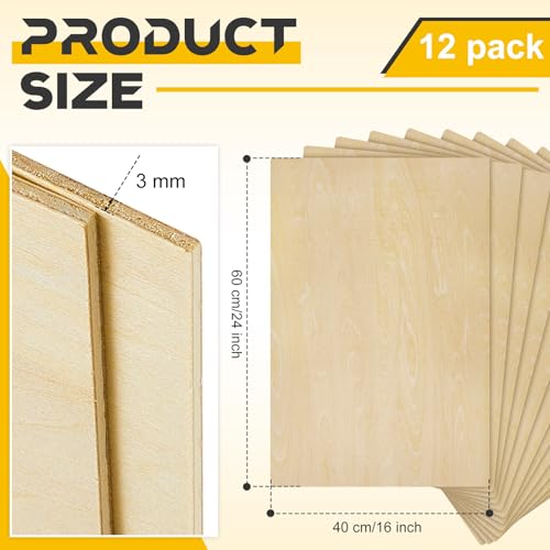 Juexica 12 Pcs 16" X 24"X 1/8" Basswood Plywood Sheets for Laser Cutting - size: 16" X 24" X 1/8"