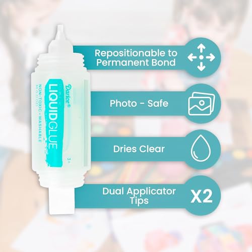 Darice Liquid Glue 3 Pack - 1 Oz Adhesive for Scrapbooking & Mounting - Dual Tip Dispenser for Precise to Full Coverage - Dries Clear